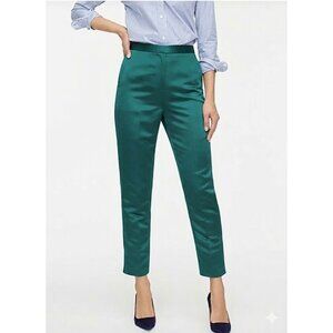 NWT J.Crew High Rise Cigarette in Spicy Jade Green Satin Side Zip Pant 6T